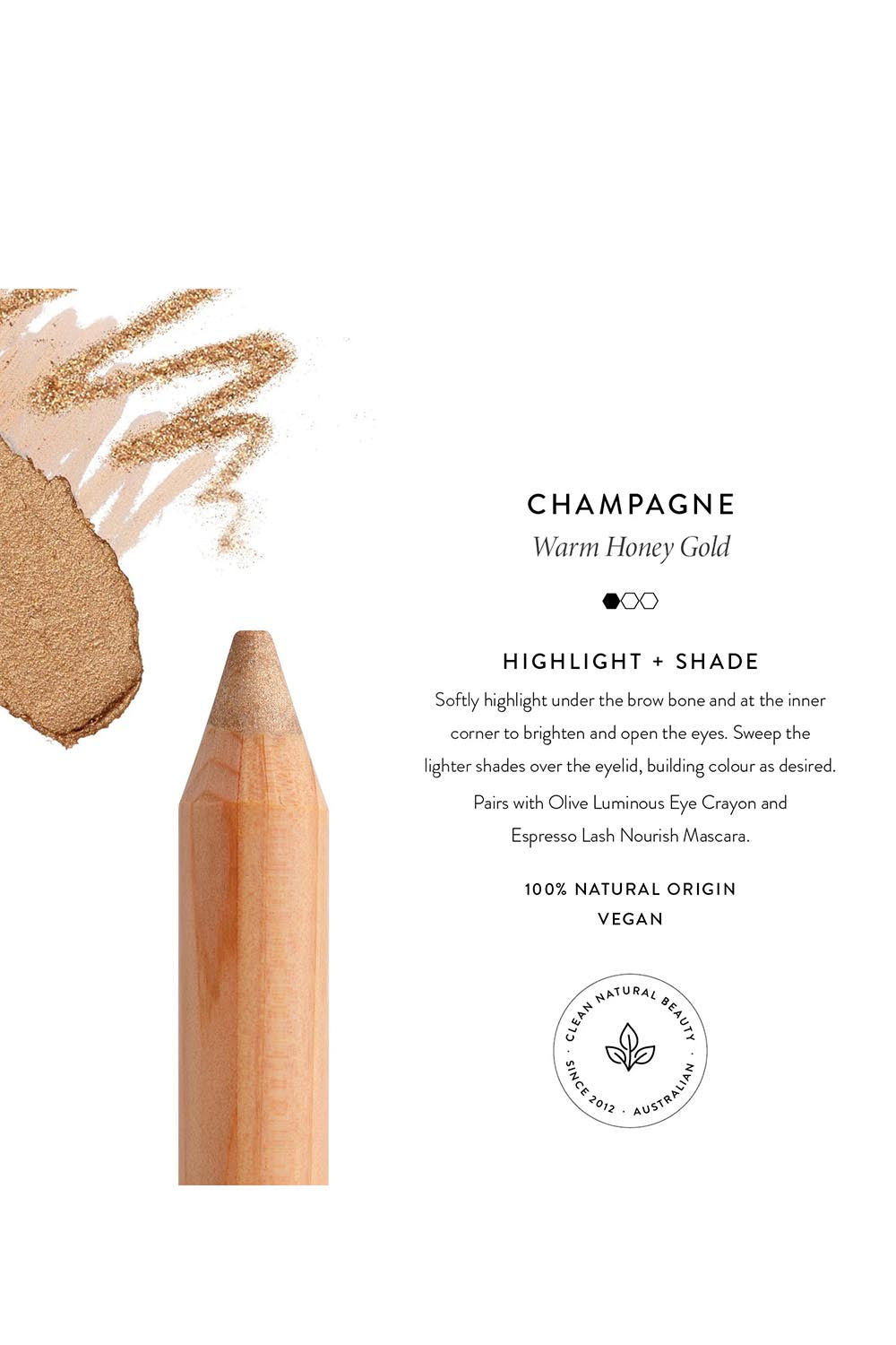 Product shot of the Luminous Eye Crayon - Champagne in colour Champagne, from the back
