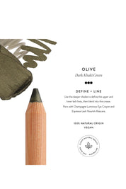 Product shot of the Luminous Eye Crayon - Olive in colour Olive, from the back