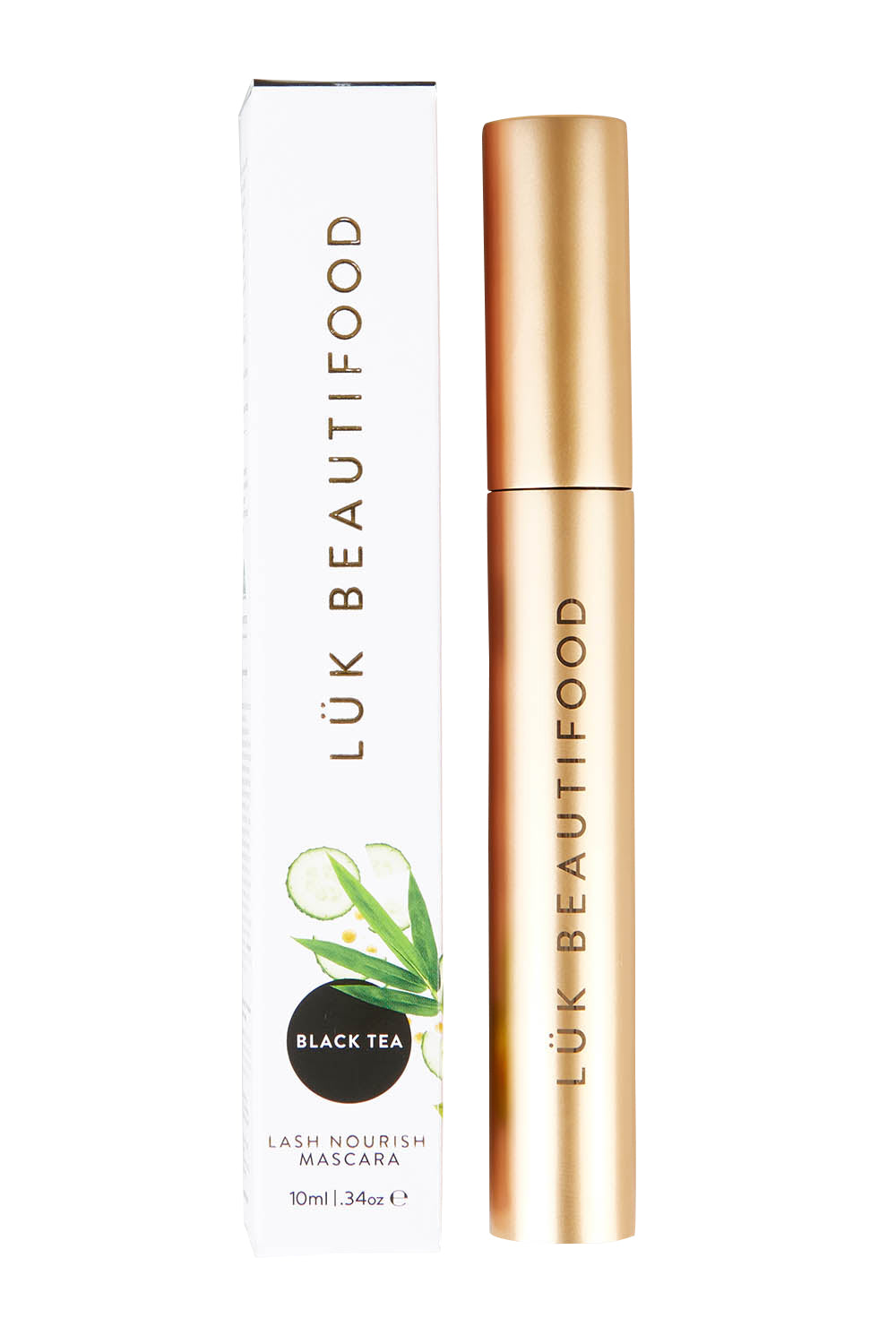 Product shot of the Lash Nourish Mascara in colour Blacktea (Black), detail