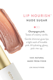 Product shot of the Nude Sugar Lip Nourish in colour Nudesugar (Pink), detail