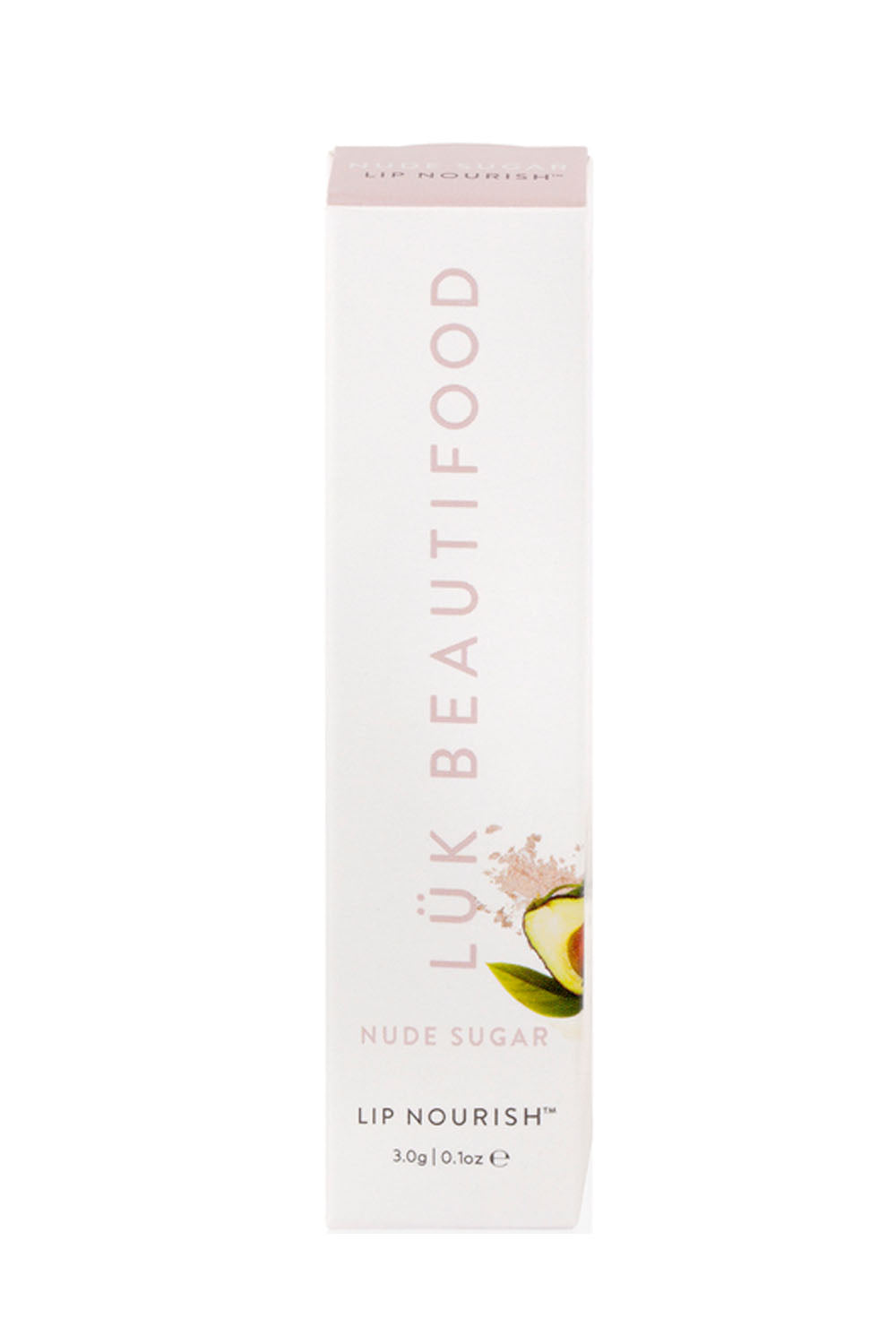 Product shot of the Nude Sugar Lip Nourish in colour Nudesugar (Pink), from the front