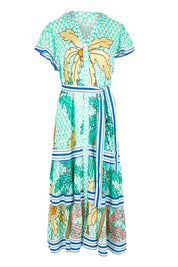 Product shot of the Aquila Maxi Dress in colour Mist (Green), from the front