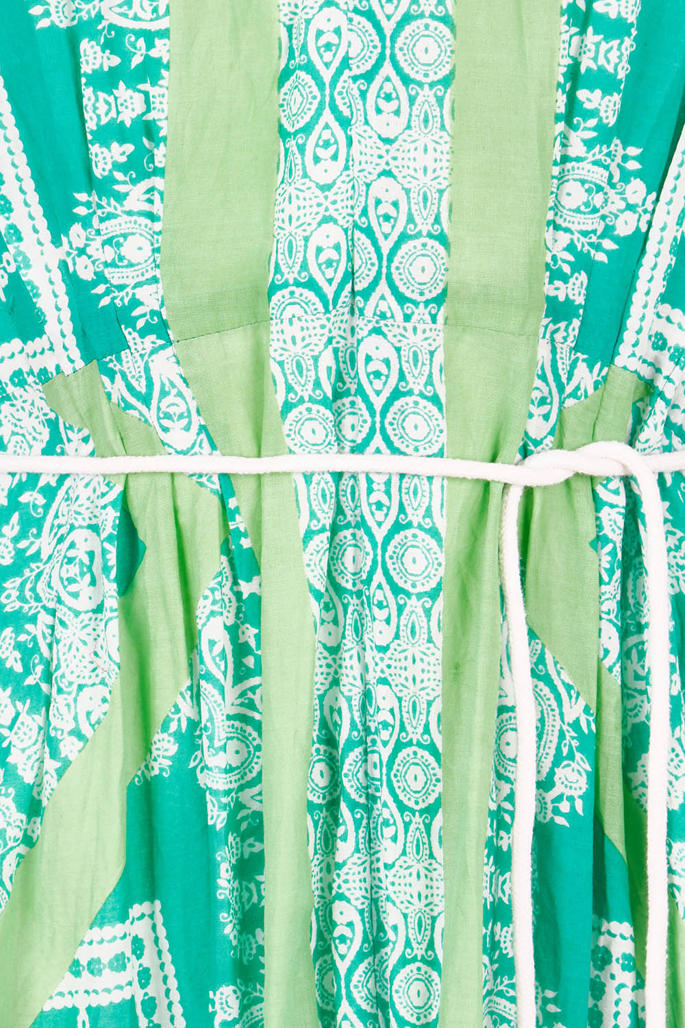 Product shot of the Bandana Cotton Maxi Dress in colour Sea (Green), detail