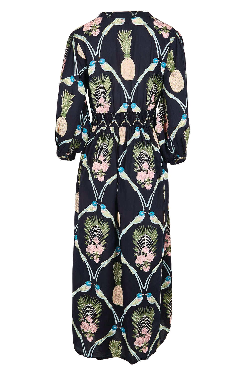 Product shot of the Beaumont Midi Dress – Navy in colour Navy, from the back
