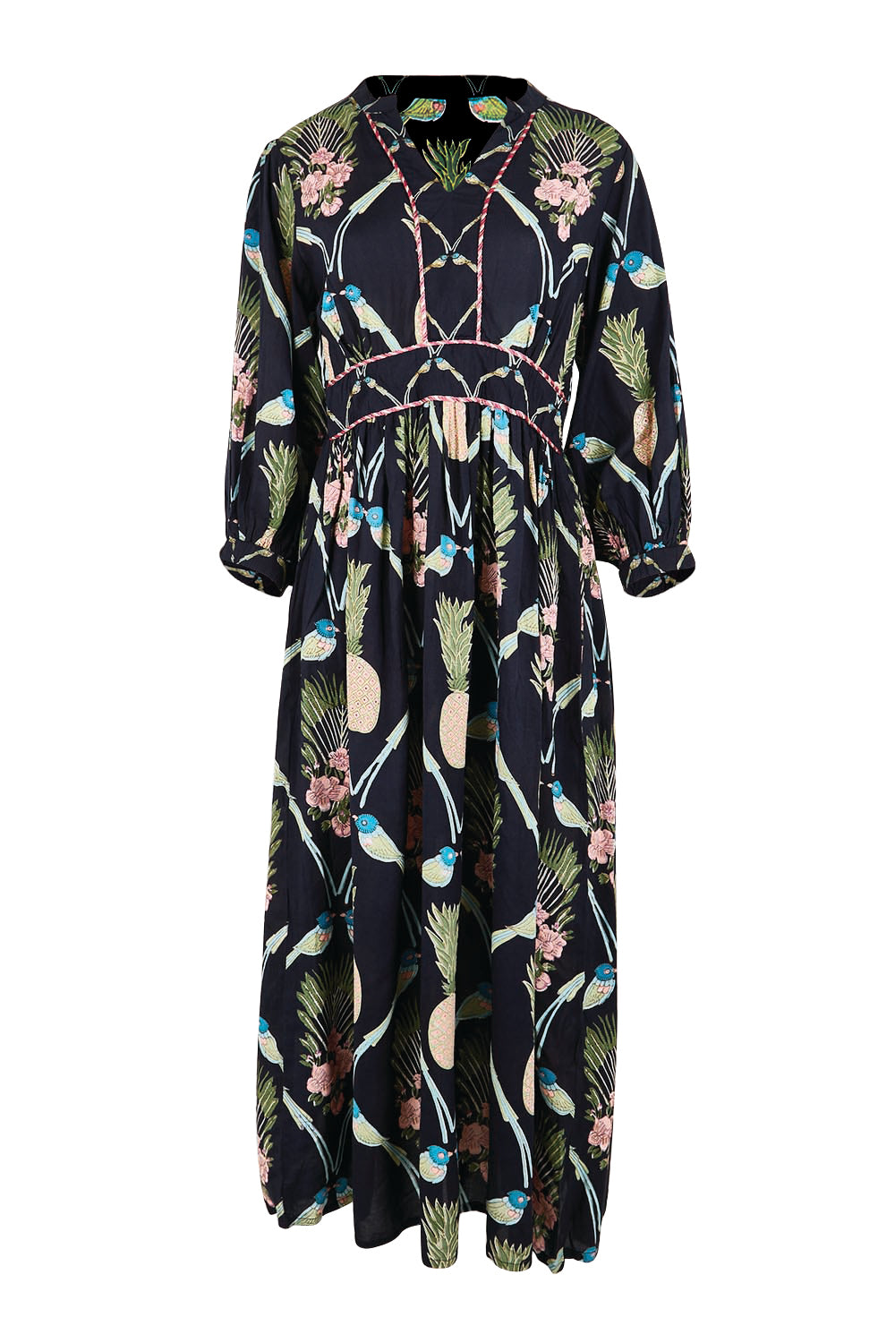 Product shot of the Beaumont Midi Dress – Navy in colour Navy, from the front
