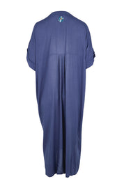 Product shot of the Casita Kaftan Dress – Navy in colour Navy, from the back
