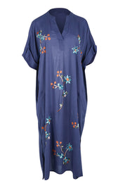 Product shot of the Casita Kaftan Dress – Navy in colour Navy, from the front