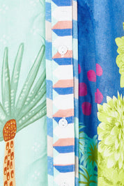 Product shot of the Etereo Top in colour Lagoon (Blue), detail