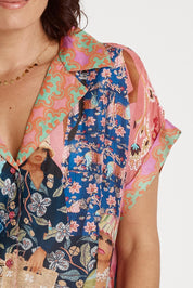 A model wearing the Fiesta Modal Blend Shirt in colour Print, from the front, cropped image