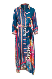 Product shot of the Levanto Maxi Dress in colour Midnight (Blue), from the front