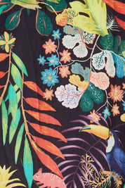 Product shot of the Lucile Tiered Dress in colour Midnight (Black), detail