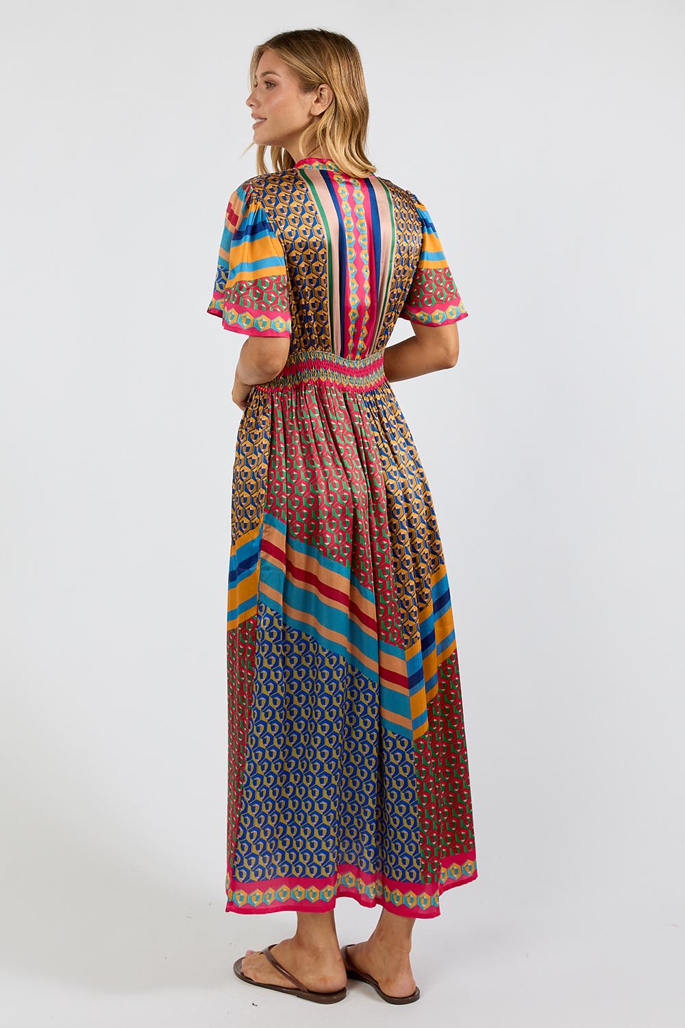 Model Genericm wearing size sample of the Maison Midi Dress – Print in colour Print, from the front