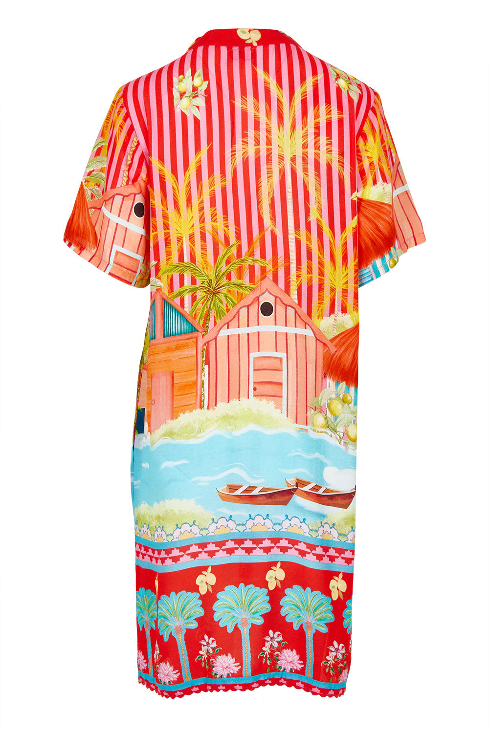 Product shot of the Mardiva Shift Dress in colour Melon, from the back