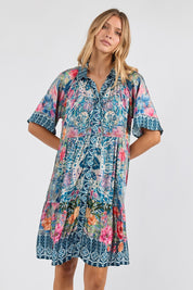 Model Genericm wearing size sample of the La Maroma Midi Dress – Indigo in colour Indigo, in a cropped view