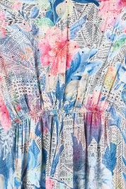 Product shot of the La Maroma Midi Dress – Indigo in colour Indigo, showing detail
