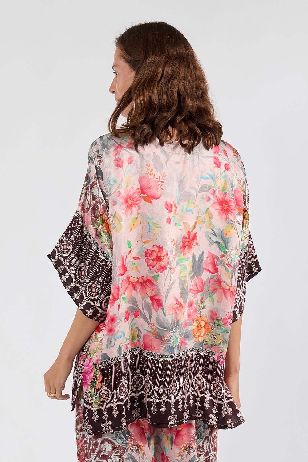 Model Genericm wearing size sample of the La Maroma Wide Tee – Espresso in colour Espresso, from the back