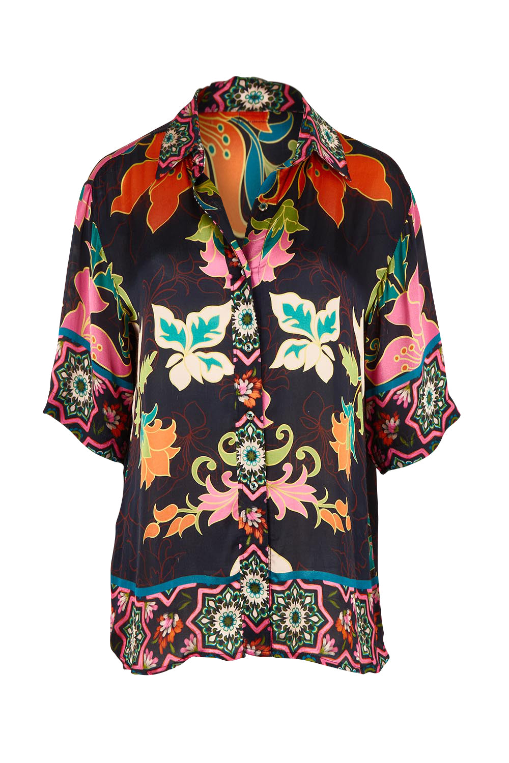 Product shot of the Marquis Modal Blend Top in colour Black (Black), from the front