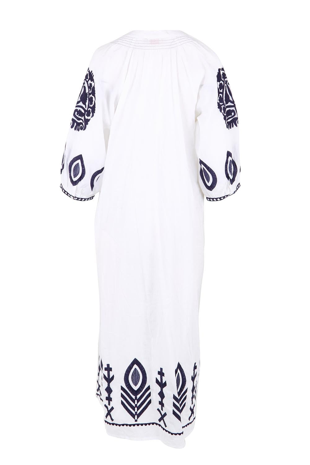 Product shot of the Milano Kaftan Dress - White in colour White, from the back