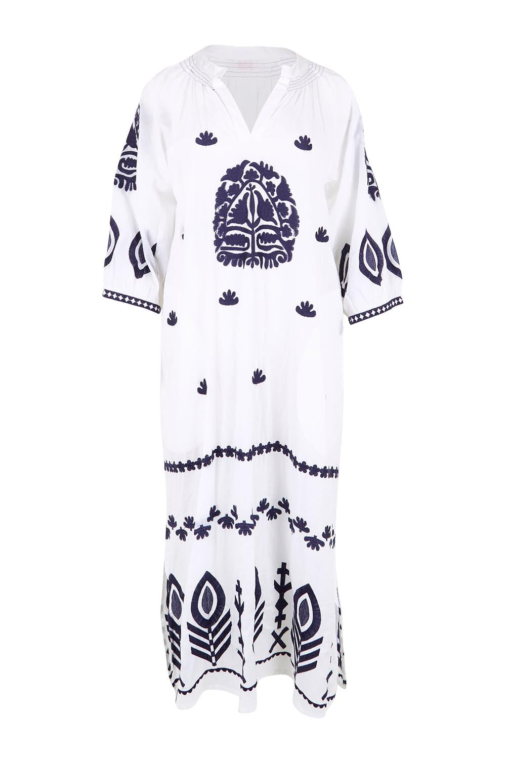 Product shot of the Milano Kaftan Dress - White in colour White, from the front