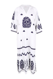 Product shot of the Milano Kaftan Dress - White in colour White, from the front