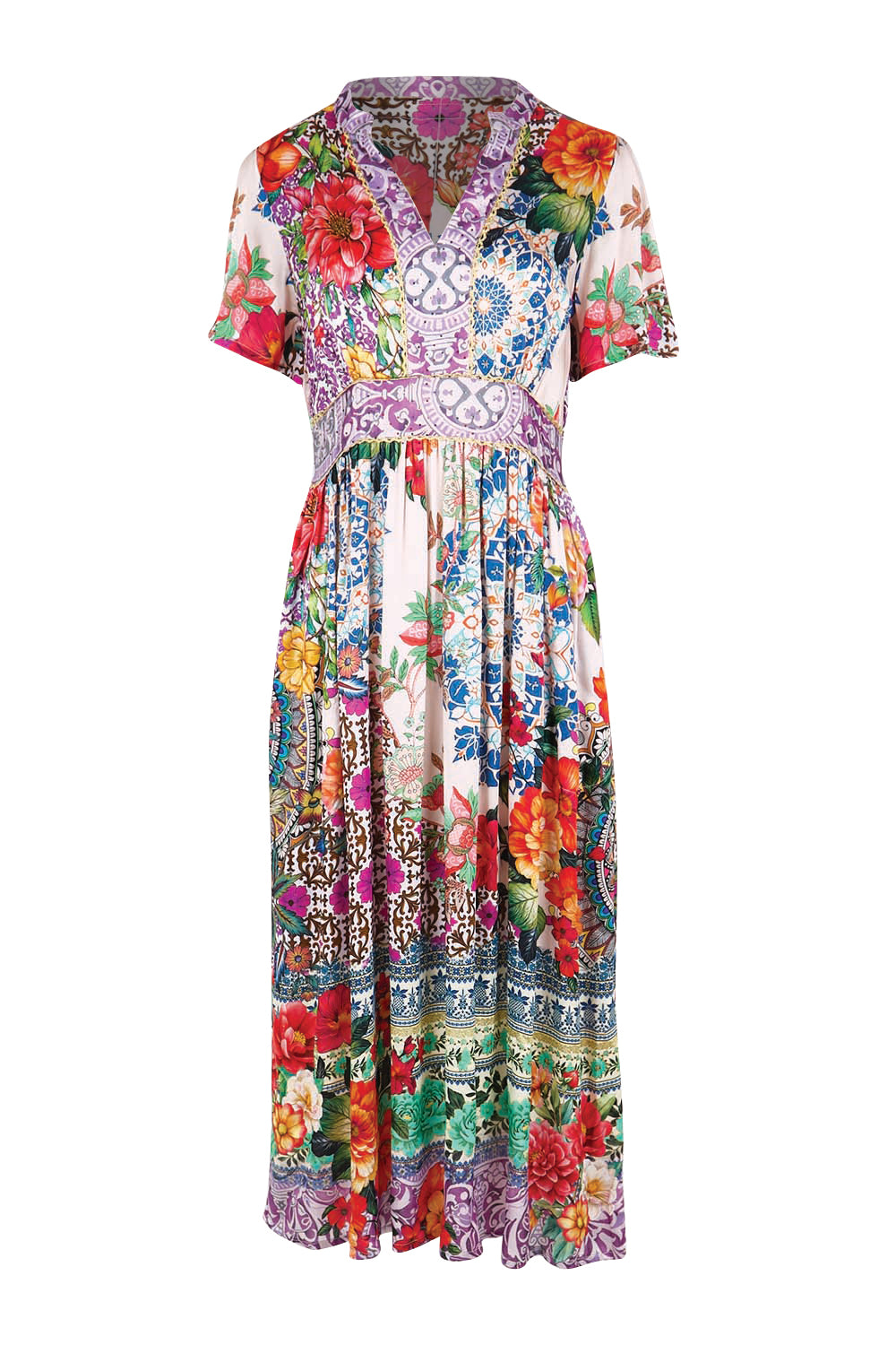 Product shot of the Miraval Midi Dress – Lilac in colour Lilac, from the front