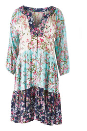 Product shot of the Myoshi Dress in colour Multi (Blue), from the front