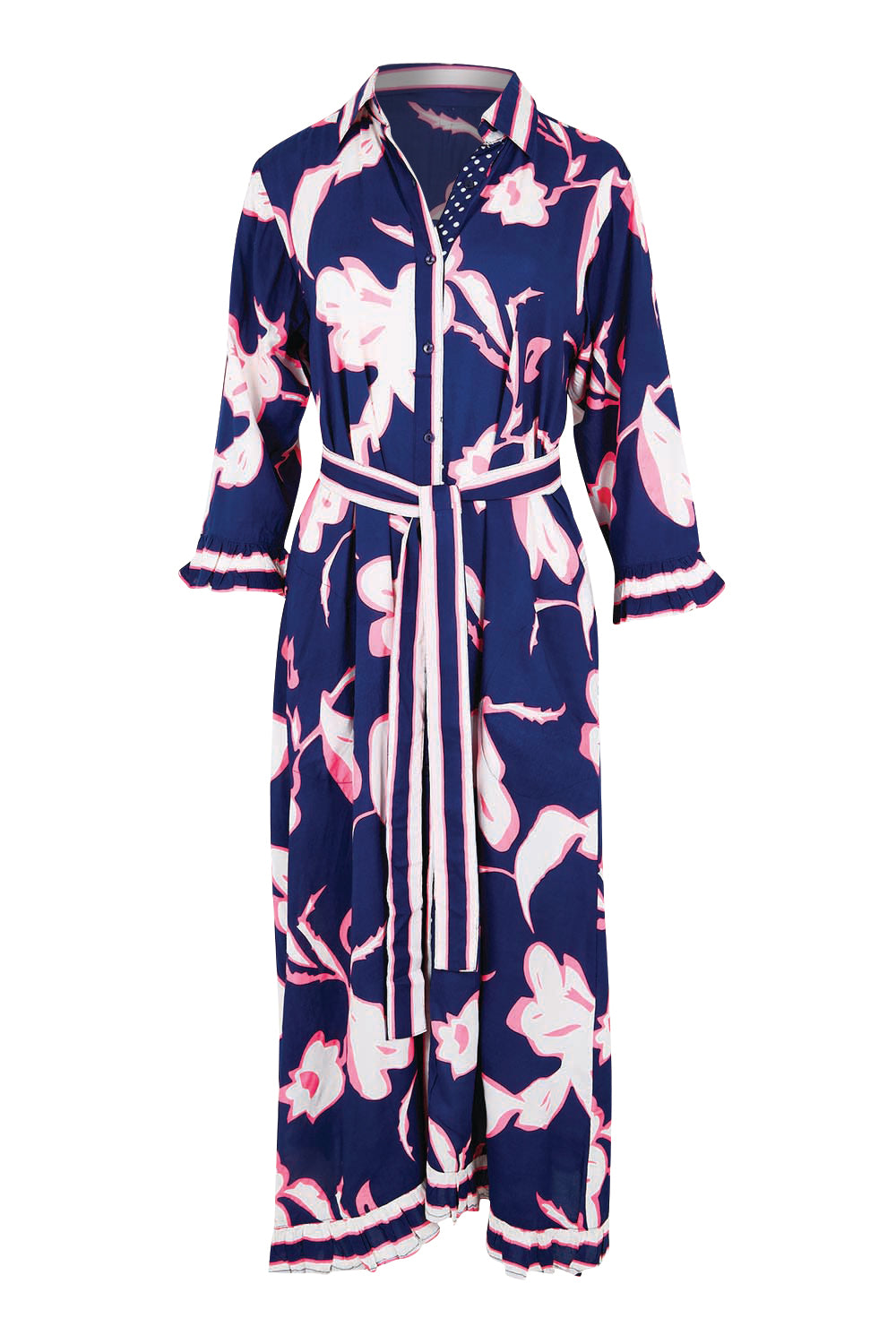 Product shot of the Palmilla Shirtmaker Dress – Navy in colour Navy, from the front