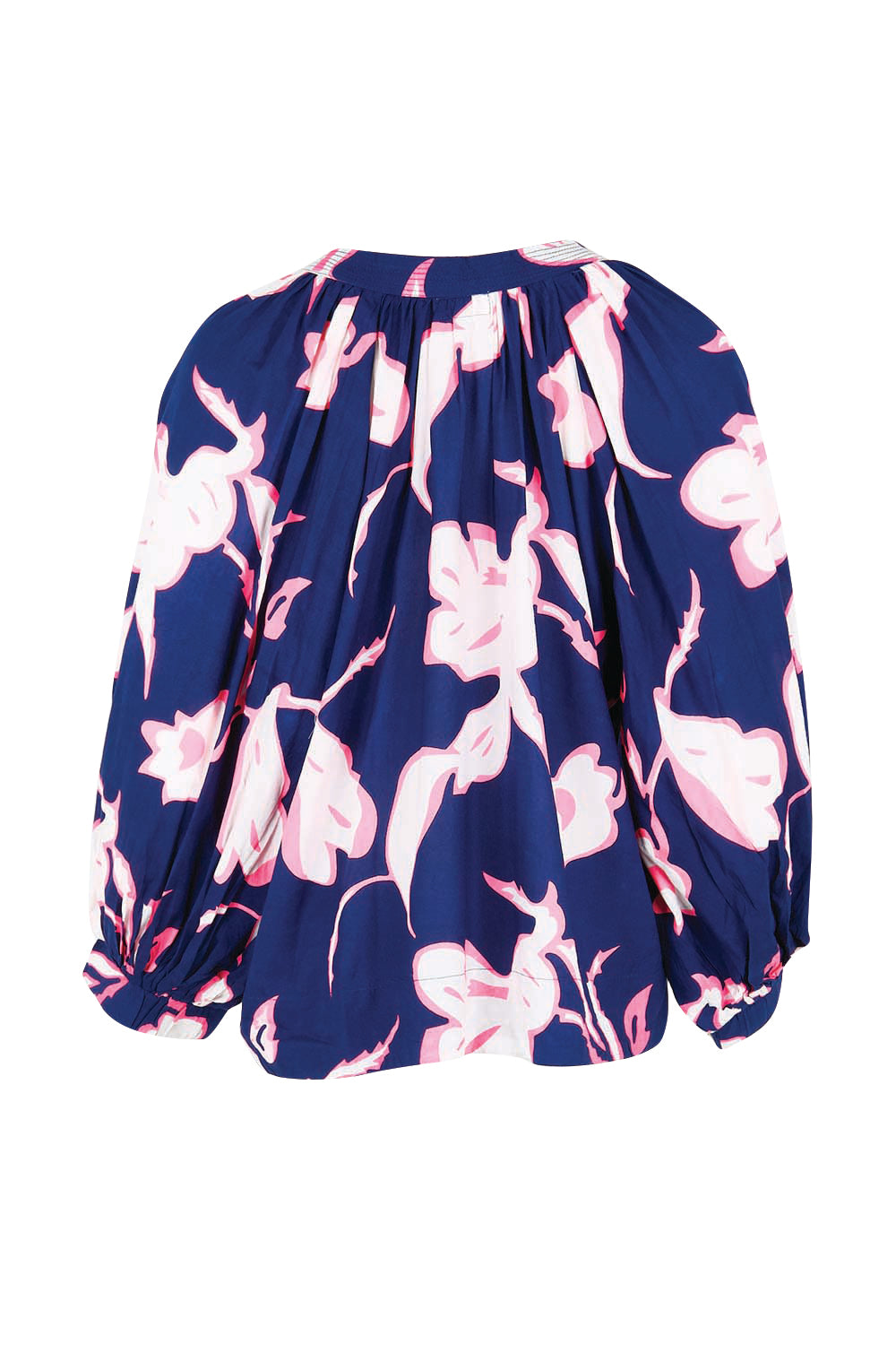 Product shot of the Palmilla Floral Top – Navy in colour Navy, from the back