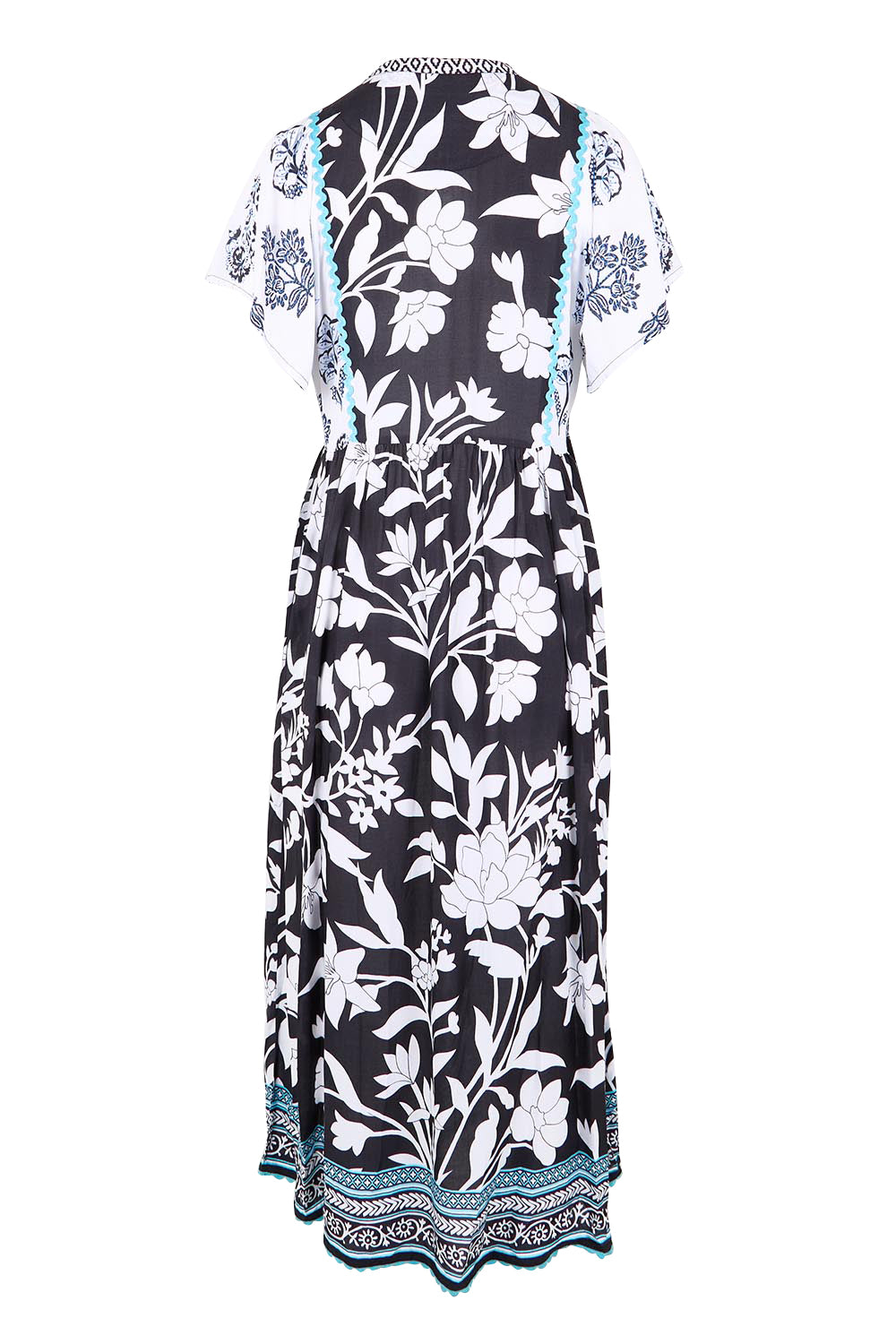 Product shot of the Paloma Midi Dress - Print in colour Print, from the back