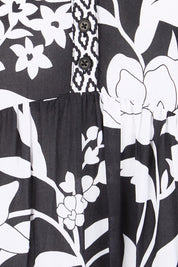 Product shot of the Paloma Midi Dress - Print in colour Print, showing detail