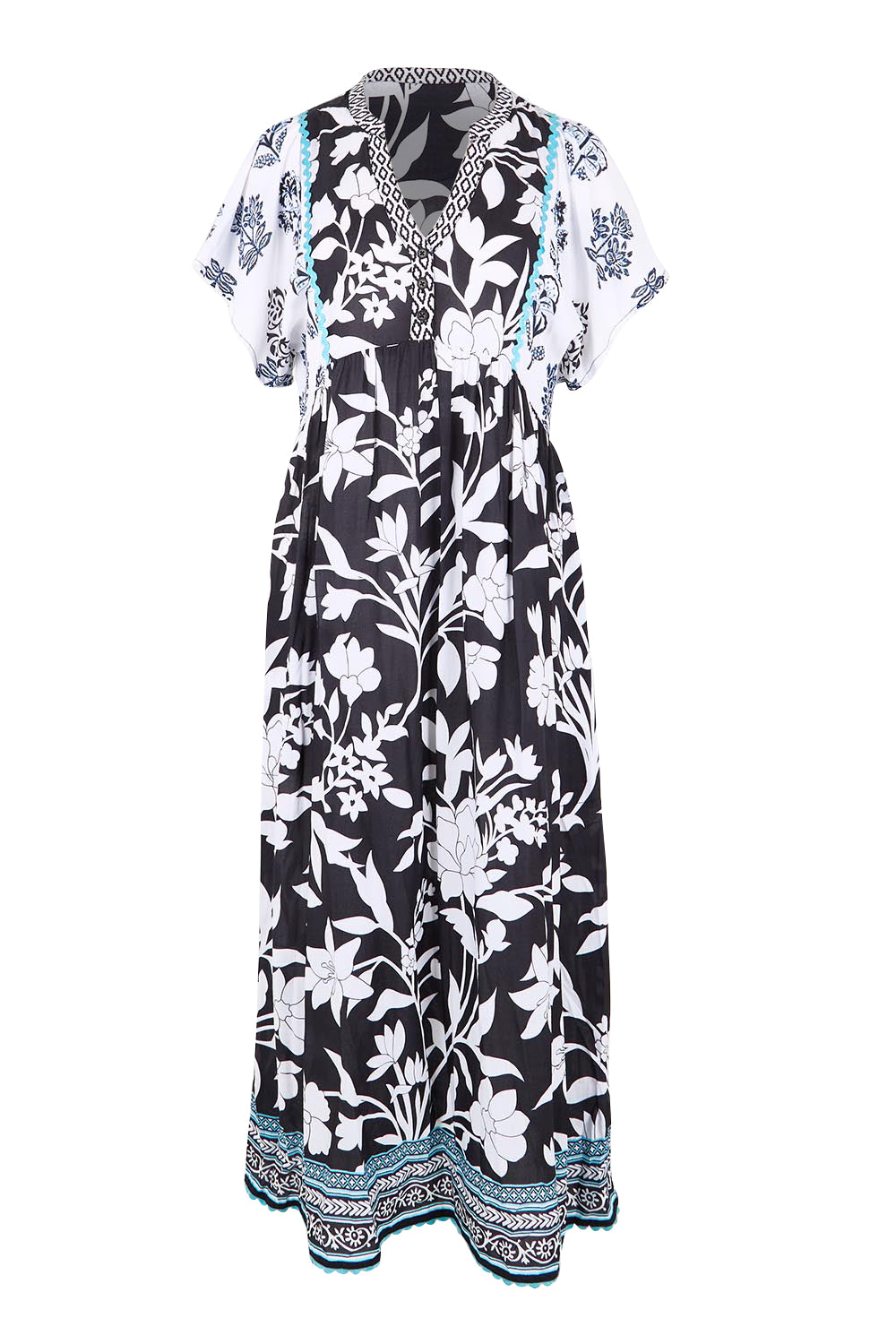 Product shot of the Paloma Midi Dress - Print in colour Print, from the front