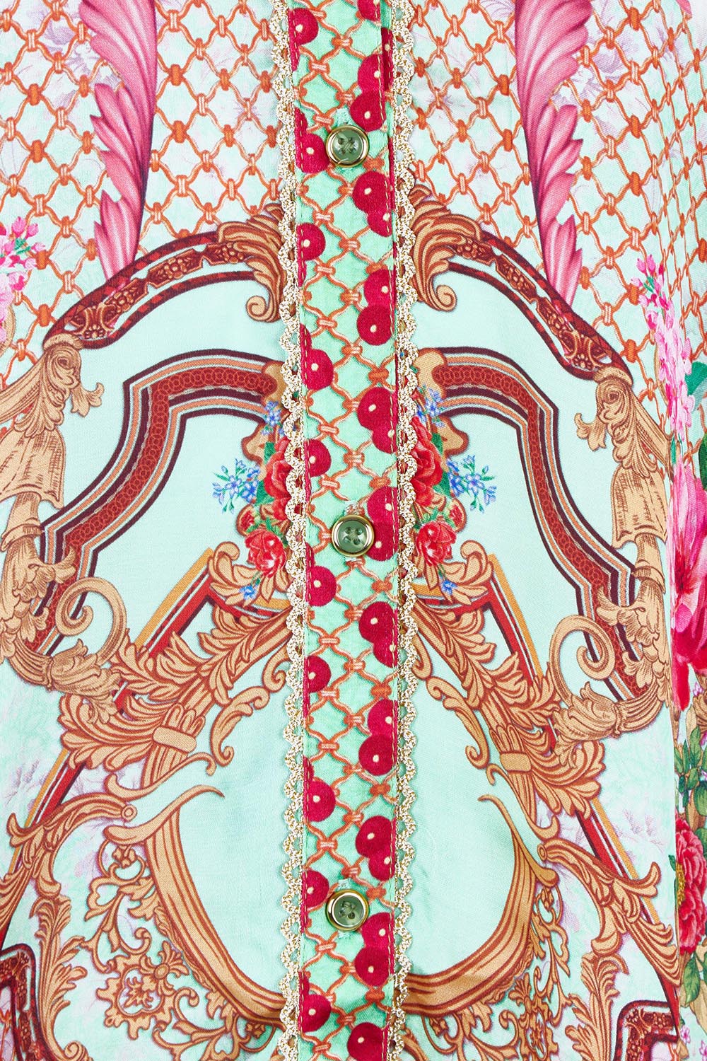 Product shot of the Pellicano Top in colour Mint, detail