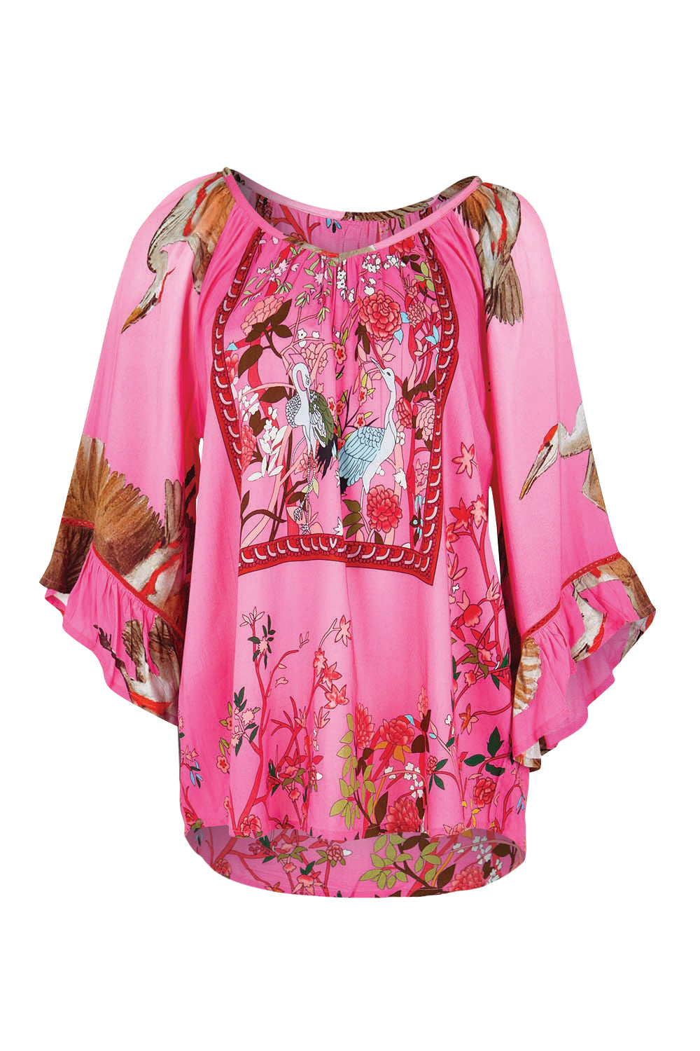 Product shot of the Sachiko Top – Fuchsia in colour Fuchsia, from the front