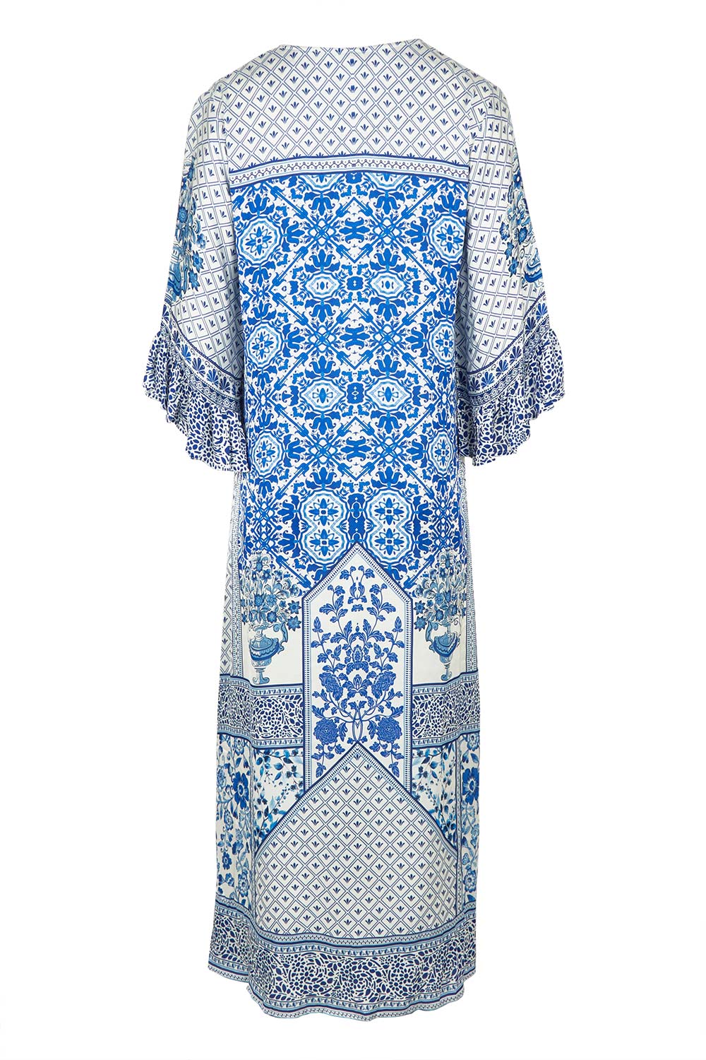 Product shot of the Sensiri Midi Dress in colour Navy (Blue), from the back
