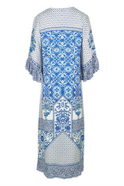 Product shot of the Sensiri Midi Dress in colour Navy (Blue), from the back