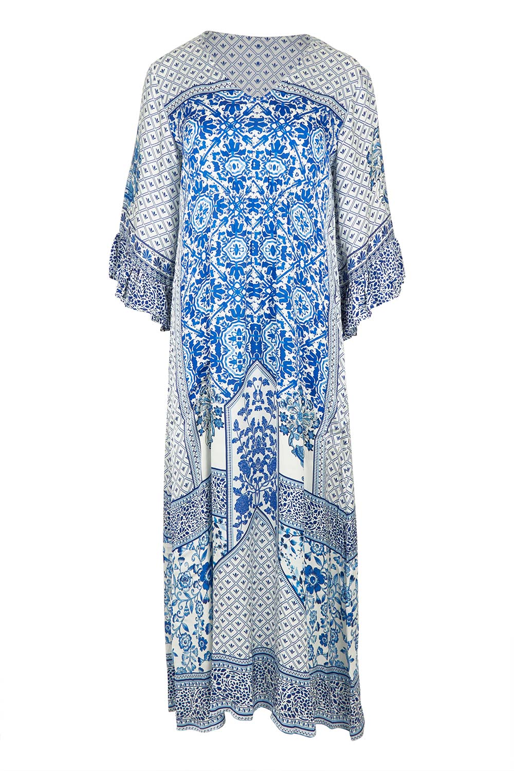 Product shot of the Sensiri Midi Dress in colour Navy (Blue), from the front