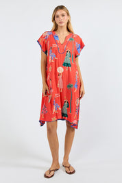 Model Genericm wearing size sample of the Summer Vibes Dress – Melon in colour Melon, from the front