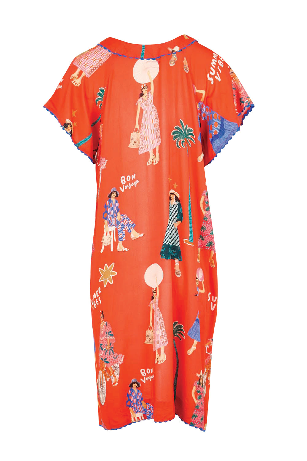Product shot of the Summer Vibes Dress – Melon in colour Melon, from the back