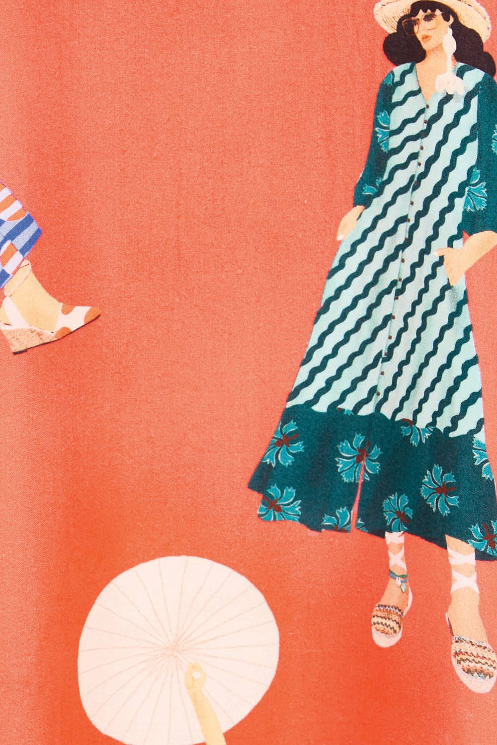 Product shot of the Summer Vibes Dress – Melon in colour Melon, showing detail