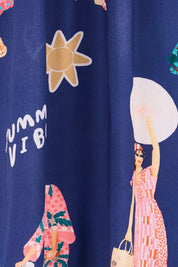 Product shot of the Summer Vibes Top – Navy in colour Navy, showing detail
