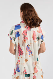 Model Genericm wearing size sample of the Summer Vibes Top – White in colour White, from the back