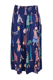 Product shot of the Summer Vibes Skirt – Navy in colour Navy, from the back