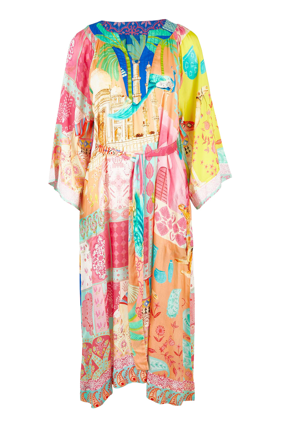 Product shot of the Taj Kaftan in colour Multi, from the front