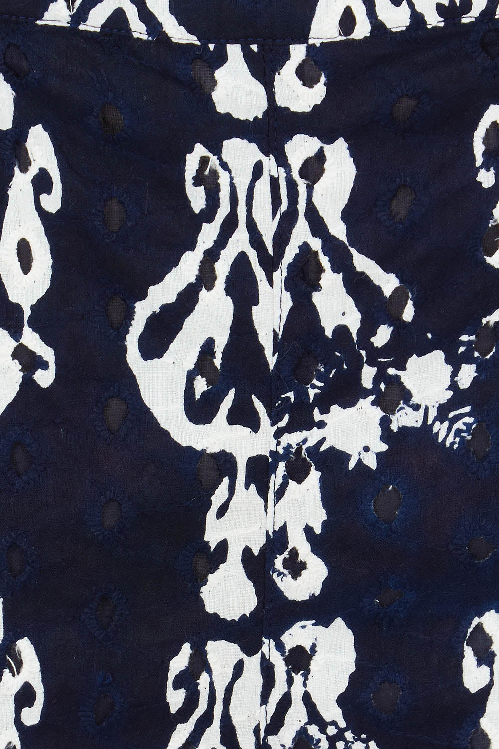 Product shot of the Verona Cotton Broderie Pant in colour Navy (Blue), detail