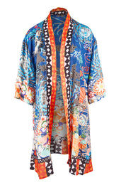 Product shot of the Yoko Kimono in colour Navy (Blue), from the front