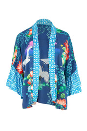 Product shot of the Yoshiko Bolero Jacket in colour Blue (Blue), from the front