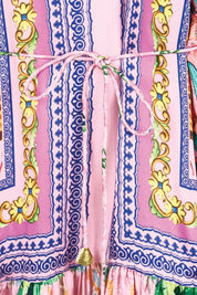 Product shot of the Zilara Dress – Orchid in colour Orchid, showing detail