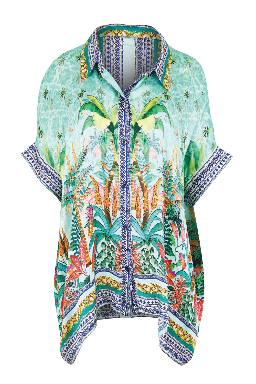 Product shot of the Zilara Kaftan Top – Mist in colour Mist, from the front