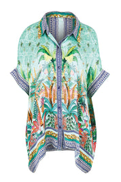Product shot of the Zilara Kaftan Top – Mist in colour Mist, from the front