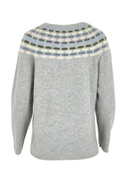 Product shot of the Brigitte Lambswool Sweater in colour Grey (Grey), from the back